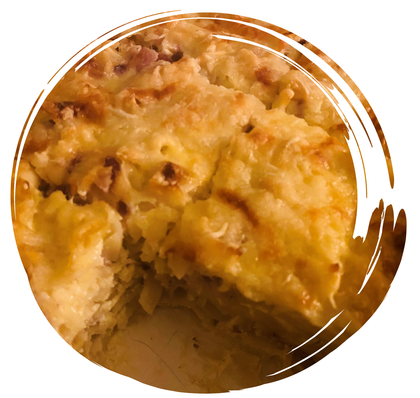 überbackene (Schinken-) Käsefleckerl